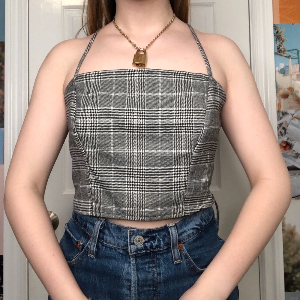 Pacsun plaid cropped tank top